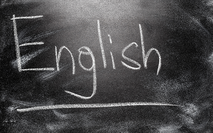 chalkboard with the word English written on it